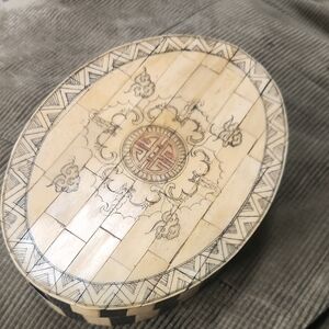 Oval Wooden Asian Decorative Box